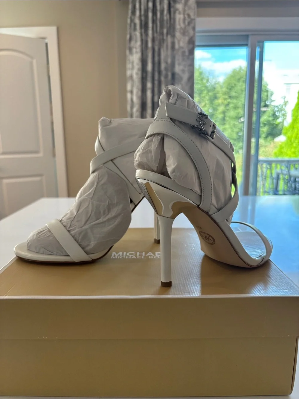 Michael Kors White Strappy Stiletto Sandals